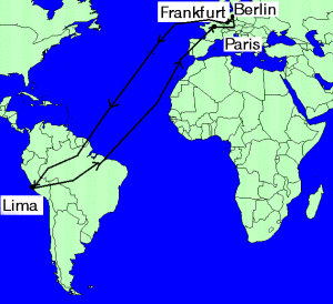 Berlin - Frankfurt- Lima - Paris. Die Reiseroute im Stiftungskollegjahr.